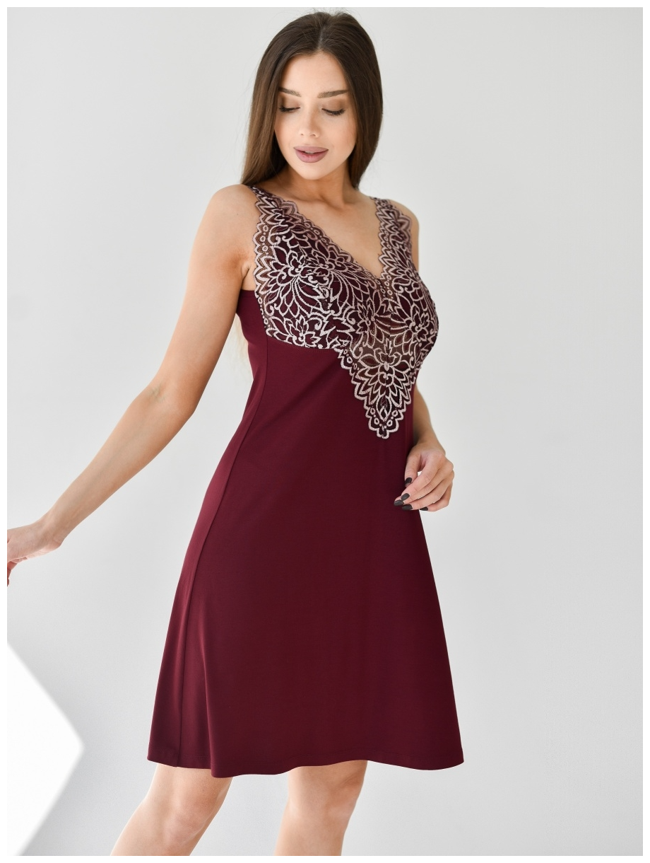 Женская ночная сорочка вискоза Верона, Текстильный край, размер 44, бордо. - фотография № 6