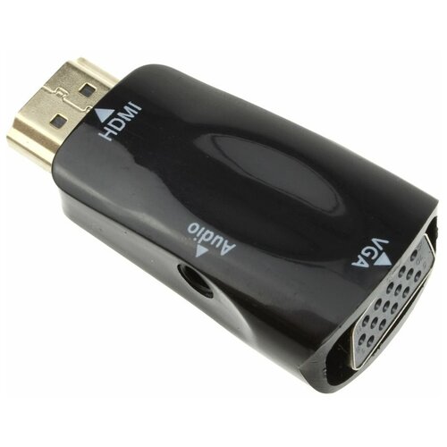 Переходник HDMI - VGA(G) J3.5-J3.5 конвертер, черный переходник hdmi g vga g output конвертер