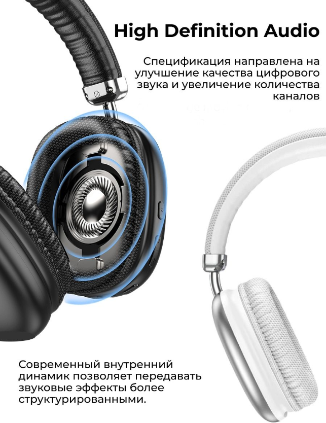 Наушники беспроводные Hoco W35 bluetooth для телефона айфон, samsung galaxy, readmi pro 2, 3, белый / блютуз наушник для iphone, самсунг безпроводные - фотография № 10