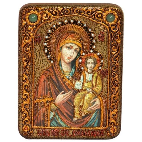 Подарочная икона Божией Матери Одигитрия Смоленская на мореном дубе 15*20см 999-RTI-314m