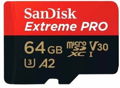 SanDisk Карта памяти Micro SecureDigital 64GB Extreme Pro microSD UH for 4K Video on Smartphones, Action Cams & Drones 200MB s Read, 90MB s Write,