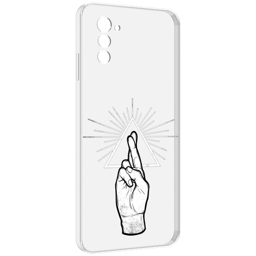 Чехол MyPads черно белая рука для UleFone Note 12 / Note 12P задняя-панель-накладка-бампер