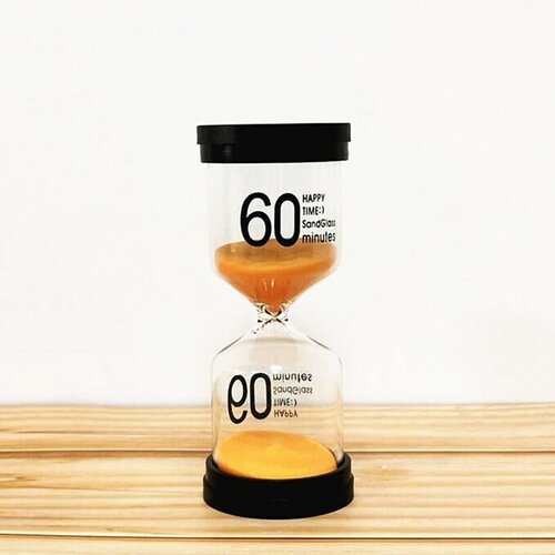 Песочные часы малышки 60 минут, круглое дно, оранжевый песок, 13,5х5,5 см