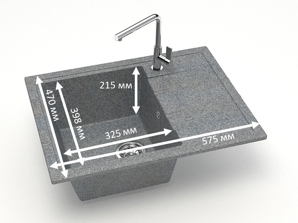 Кухонная мойка из искусственного камня MARRBAXX 150/Q 8 Темно-серый - фотография № 3