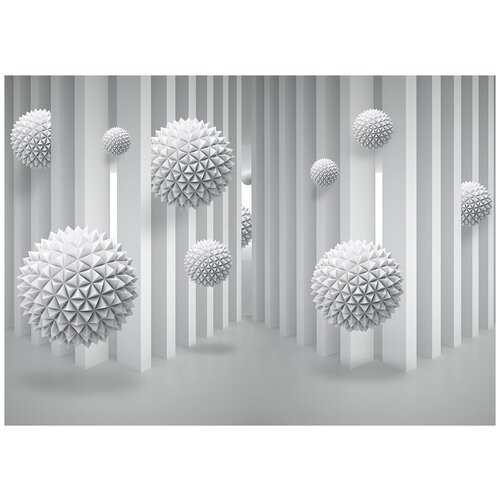 Белые колючие сферы - Виниловые фотообои, (211х150 см) белые тюльпаны виниловые фотообои 211х150 см