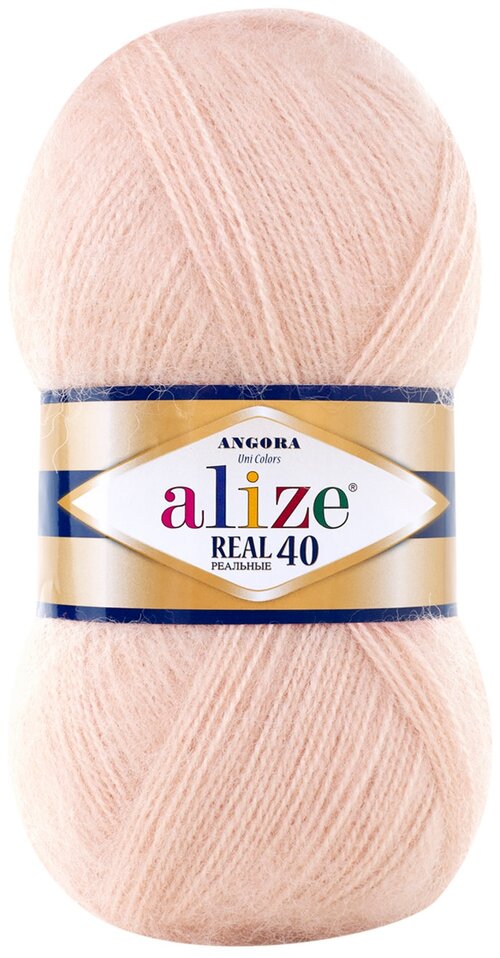 Пряжа Alize Angora Real 40, 40 % шерсть, 60 % акрил, 100 г, 430 м, 5 шт., 404 шампанское