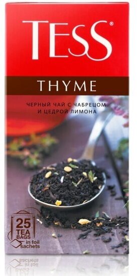 Чай Tess Thyme пакетированный, черный с добавками, 25 пакетиков