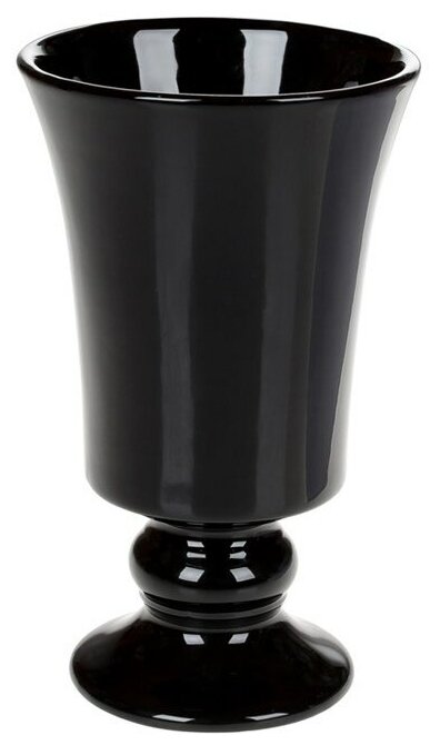 Ваза керамическая/ Оригинальная ваза/Ваза для цветов/Ваза черный перламутр/ Ваза на ножке20 см