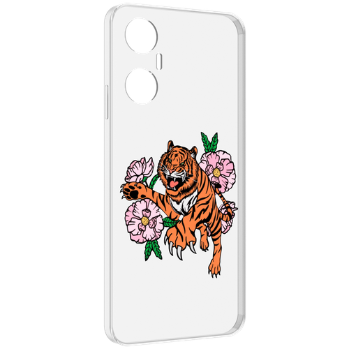 Чехол MyPads тигры-цветочные для Infinix Hot 20 5G задняя-панель-накладка-бампер