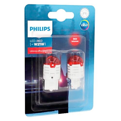 фото Лампа philips red ultinon pro3000 led w21w 12v-led (w3x16d) 2шт 11065u30rb2