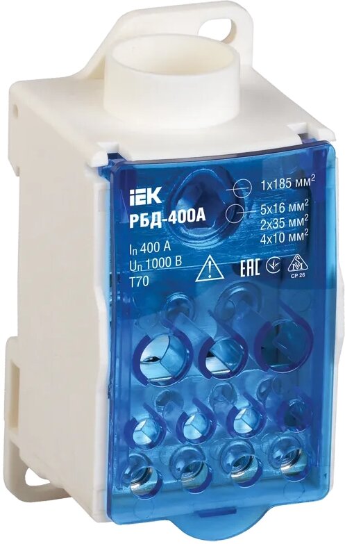 RBD-400 Распределительный блок на DIN-рейку РБД-400А Упаковка (6 шт.) IEK - фото №1