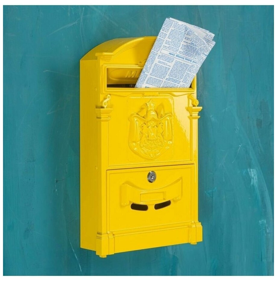 Почтовый ящик с замком уличный металлический для дома №4010 желтый, Аллюр - фотография № 12