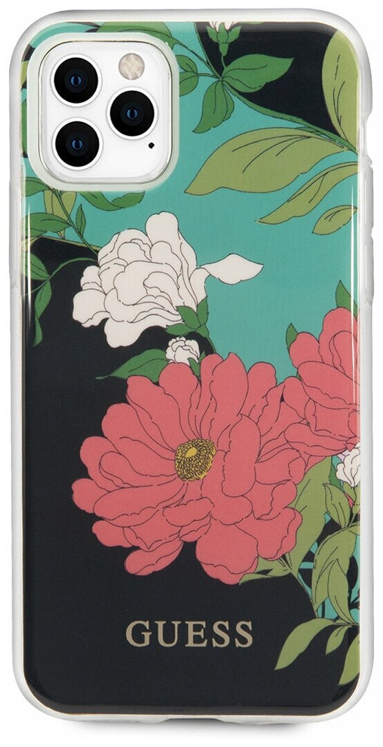 Чехол GUESS Flowers для iPhone 11 Pro, контрастный