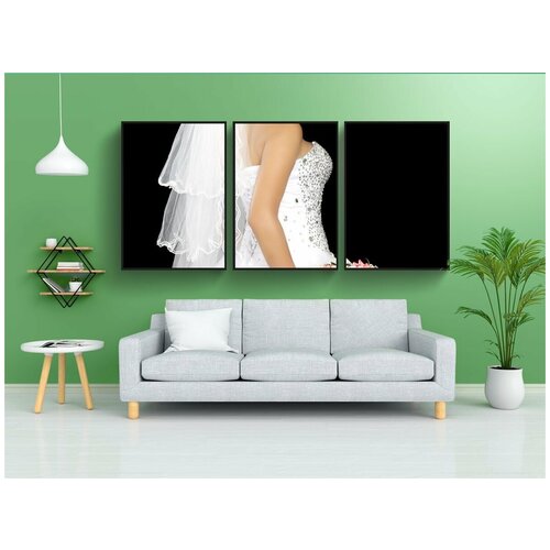 фото Набор модулных постеров для интерьера "свадьба, пара, свадебное платье" 60x90 см. в тубусе, без рамки lotsprints