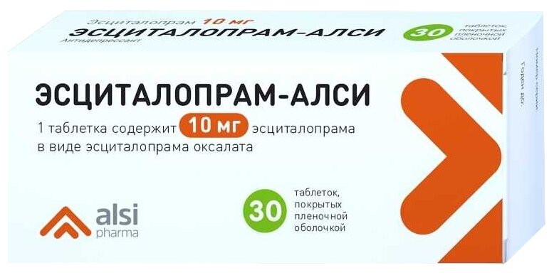Эсциталопрам таб. п/о плен., 10 мг, 30 шт.