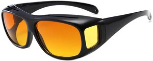 Мужские зеркальные очки ночного видения для вождения антиблик антифары пыленепроницаемые с защитой от ветра (Оранжевые)