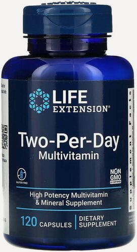 Изображение товара Капсулы Life Extension Two-Per-Day, 120 шт. с витаминами B, C, D, цинком и др. витаминами, минералами и экстрактами