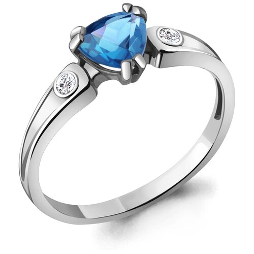 фото Серебряное кольцо aquamarine а6927905а с топазом и фианитом diamant-online