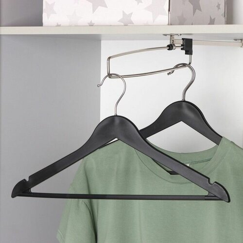 Вешалка-плечики с антискользящей перекладиной, 3 набора по 3 шт, 43*25 см, цвет чёрный