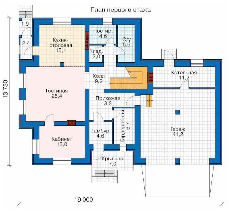 Проект дома Catalog-Plans-57-00ZC (249,23кв.м, 19x13,73м, кирпич 510) - фотография № 2