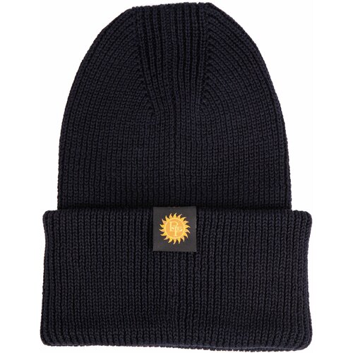 Шапка бини BRiGHT FAMiLY зимняя, шерсть, вязаная, размер универсальный, синий