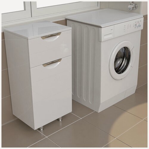 Изображение товара Полупенал Emmy "Милли 35" с ящиком, петли слева, белый, корпус ЛДСП, фасад МДФ в пленке ПВХ.