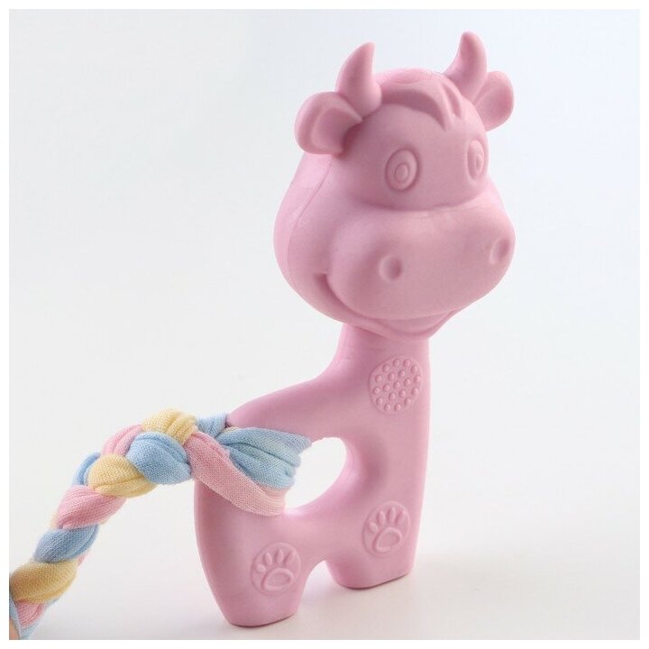Игрушка жевательная Пижон Premium "Корова", 10,5 х 6,5 х 3,5 см, розовая 6255549 - фотография № 8