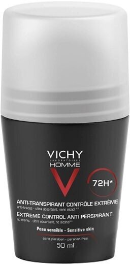 Vichy VICHY HOMME Deodorant Anti-Transpirant 72H Controle Extreme (Дезодорант-антиперспирант 72 часа против избыточного потоотделения), 50 мл