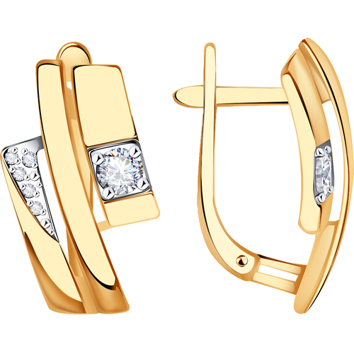 Серьги Diamant online, золото, 585 проба, фианит, длина 1.7 см