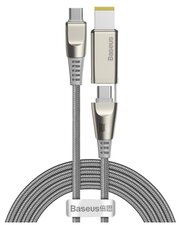 Кабель Baseus Flash Series One-for-two Fast Charging Data Cable with Square Head Type-C to Type-C+DC 100W 2m Grey (CA1T2-B0G)