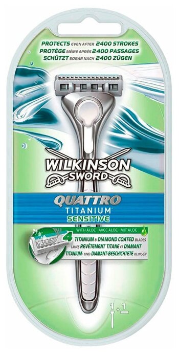 Wilkinson Sword Бритва Schick "Quattro Titanium Sensitive" с 1 кассетой