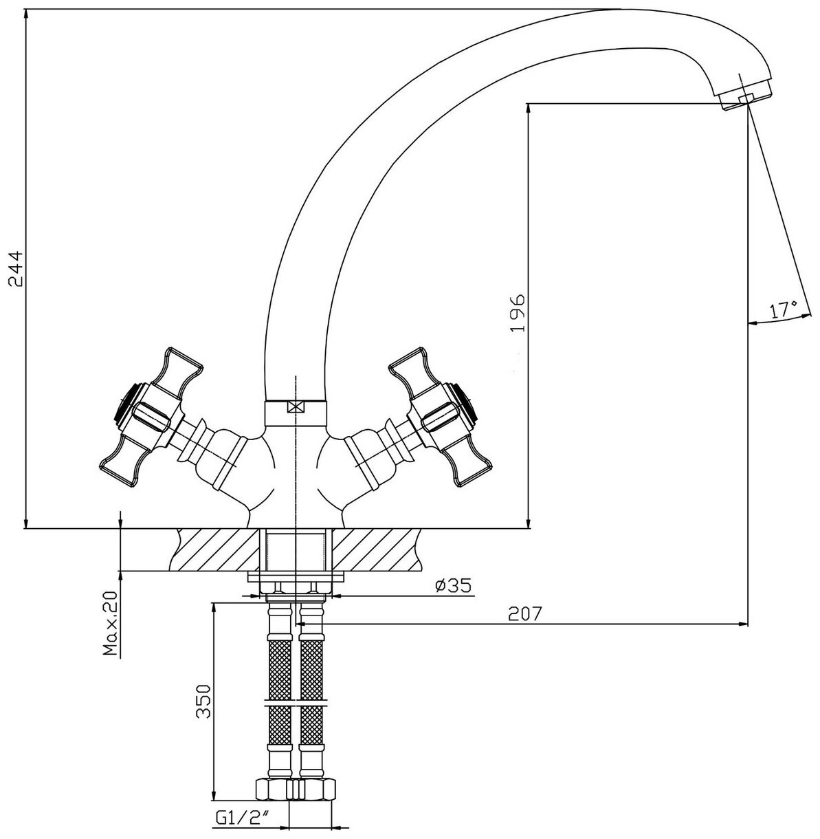 Смеситель Konner Edel EDL2200 хром - фотография № 4