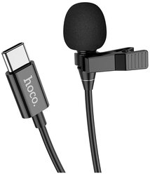 Проводной петличный микрофон Hoco L14 Lavalier, USB Type-C, 2м, черный