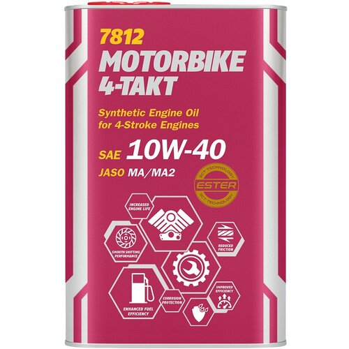 MANNOL 7812 масло моторное 4-Takt Motorbike 10W-40 API SL 1л metal