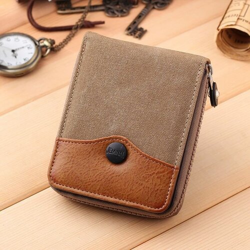 фото Кошелек - бумажник на молнии с кнопкой для купюр, кредитных карт и мелочей нет бренда