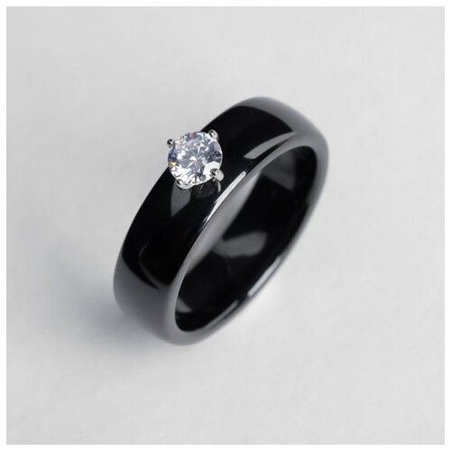 фото Sima land кольцо керамика "кристалл", 6мм, цвет чёрный, 18 размер сима-ленд