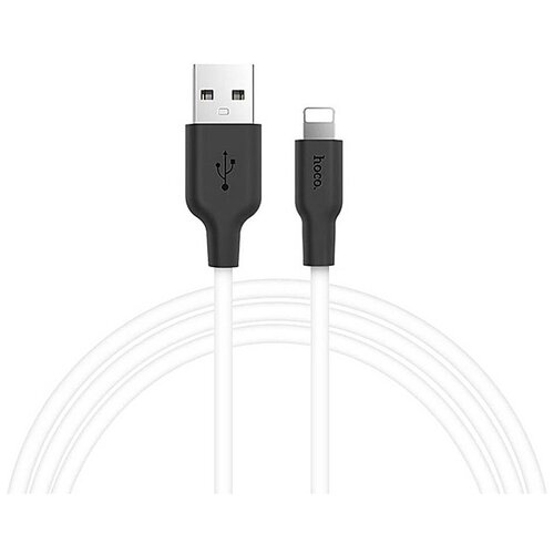 Кабель USB HOCO X21 Silicone, USB - Lightning, 2А, 1м, белый кабель usb hoco x21 silicone usb lightning 2а 1м белый