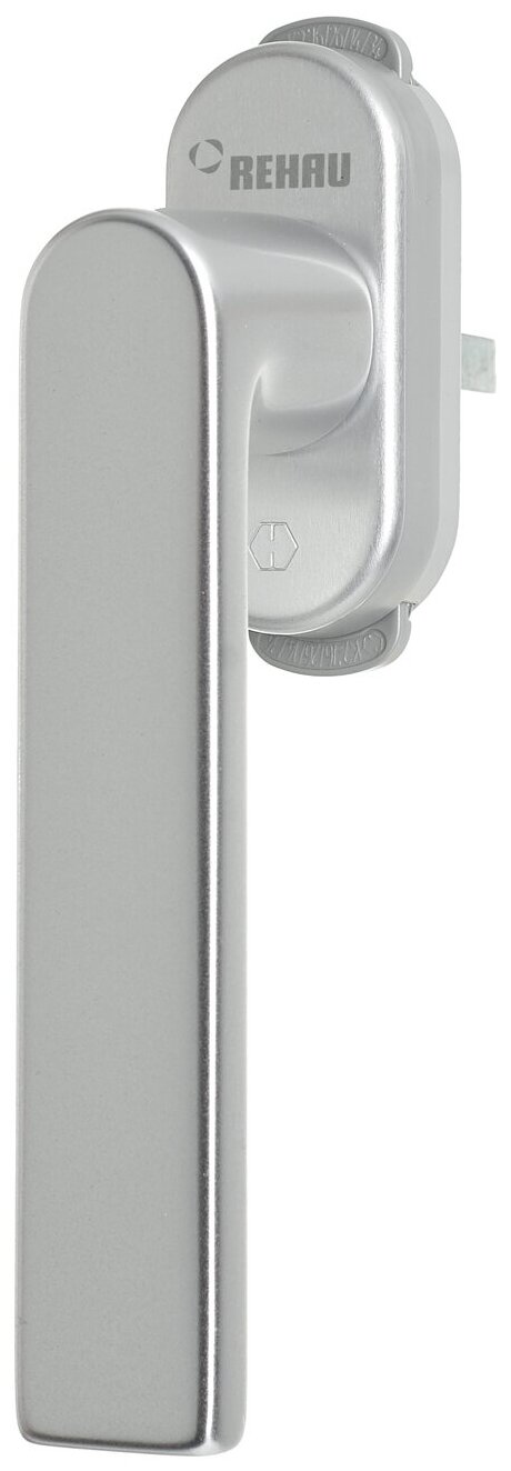 Ручка оконная REHAU LINEA-Design для пластиковых окон / для балконной двери / блокиратор KISI / без ключа / с защитой от выпадения / серебряная - фотография № 2