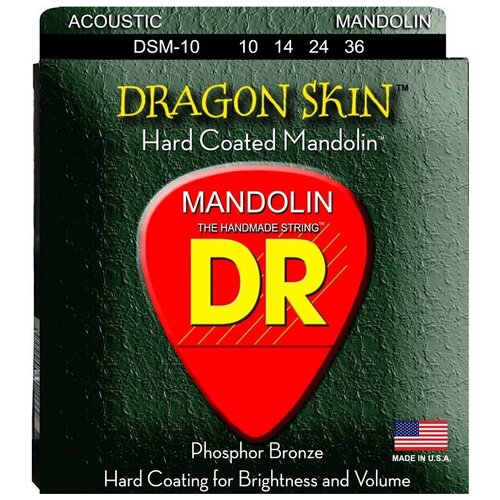 DR DSM-10 - DRAGON SKIN- струны для мандолины с прозрачным покрытием dr md 10 rare™ струны для мандолины 10 36