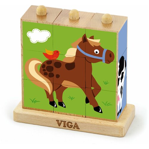 фото Развивающие игрушки из дерева viga toys пирамидки-кубики 'домашние животные' 50833