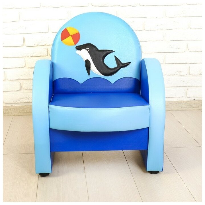 Комплект мягкой мебели "Агата", цвет сине-голубой, с дельфином - фотография № 3