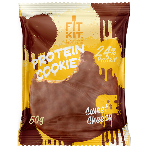 FIT KIT Protein Chocolate Cookie 50 г (24шт коробка) (Сладкий сыр) сыр твердый lustenberger 1862 орехово сладкий 50% 200 г