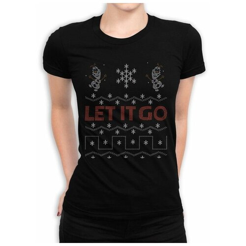 фото Футболка design heroes с новогодним узором / холодное сердце женская черная xl