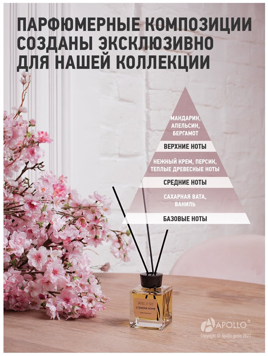 аромадиффузор STENOVA HOME Vanilla Sky 100мл ваниль, абрикосовая кожура, цветущий сад - фото №2