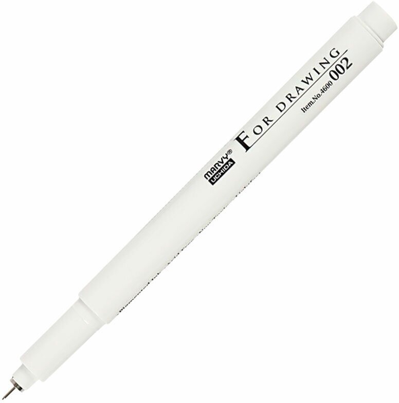 Линер (капиллярная ручка) черный для рисования, скетчинга и черчения, MARVY 4600, 1шт, 0,02 мм