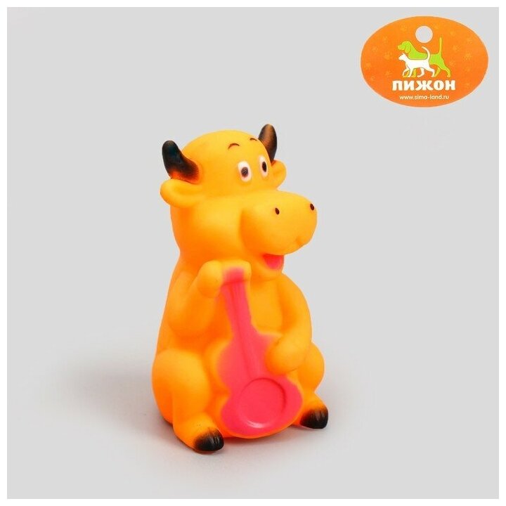 Пижон Игрушка резиновая пищащая "Корова" для собак, 10 см, микс цветов - фотография № 1