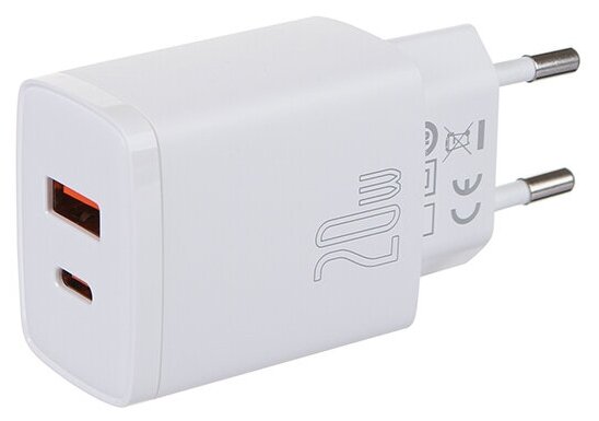 Сетевая зарядка Baseus Compact Quick Charger CCXJ-B02 USB+Type-C 5-12V 3A Белый