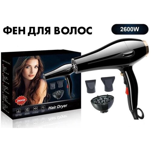 Профессиональный салонный Фенуход за волосамидля укладки и сушкинасадка концентратор диффузордомашнийчерный 255500₽