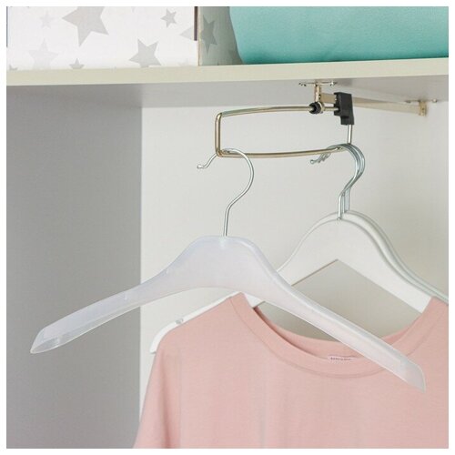 Вешалка-плечики для одежды, 43,5×20,5×4,4 см, антискользящее покрытие, цвет прозрачный