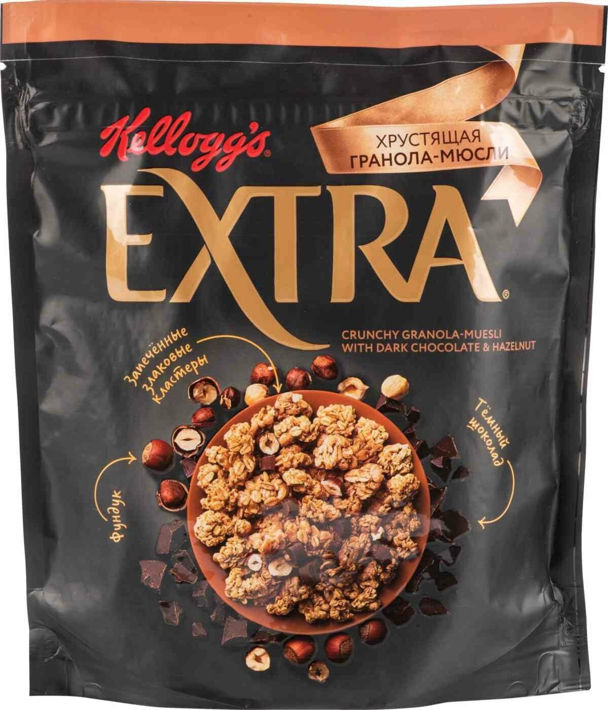 Гранола-мюсли KELLOGG'S Extra, с темным шоколадом и фундуком, 300г - фотография № 6